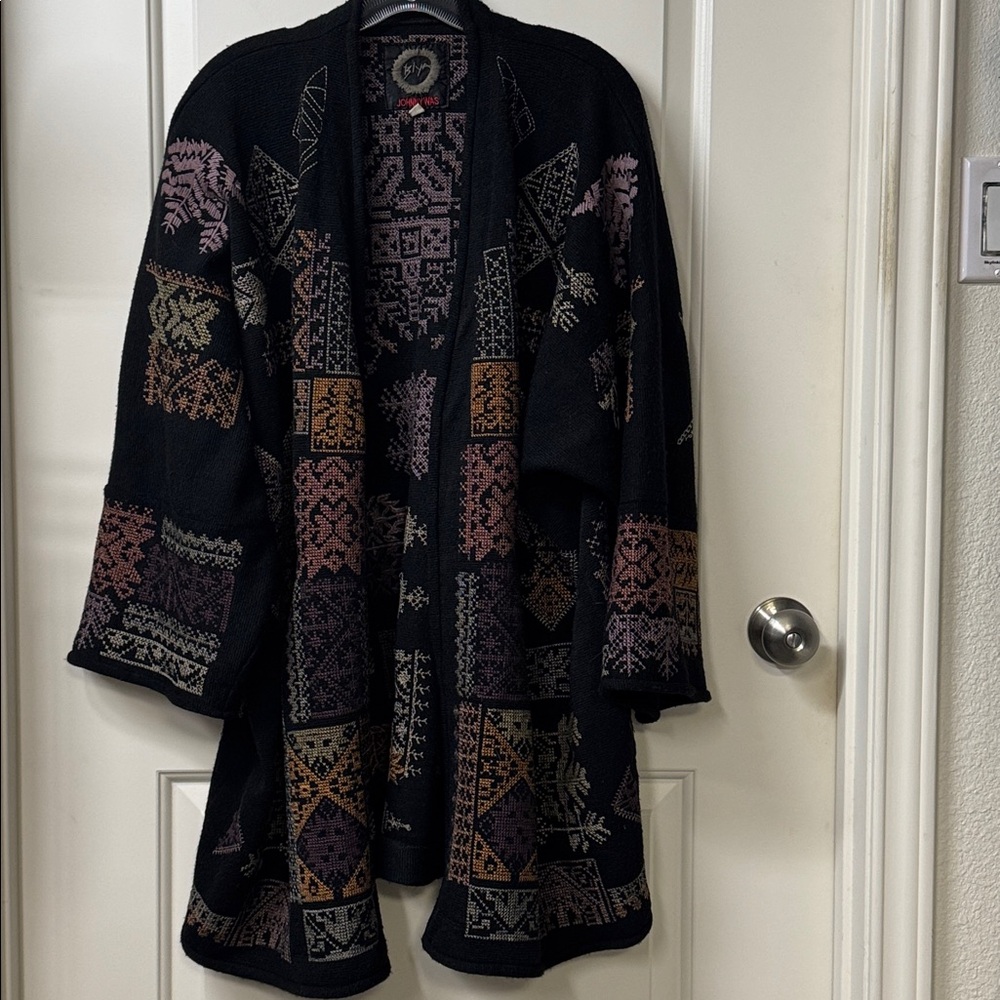 Johnny Was Black Multicolor Patterned Cardigan - Picture 4 of 5